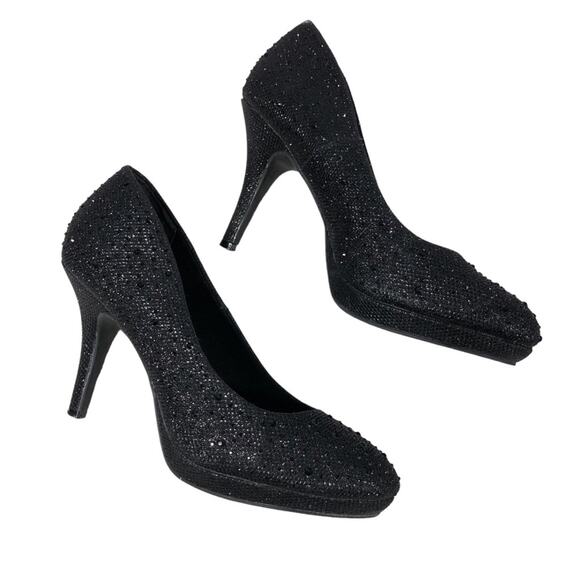 Black gem embellished sparky heels by sliver slipper size 8.5 - Picture 4 of 9